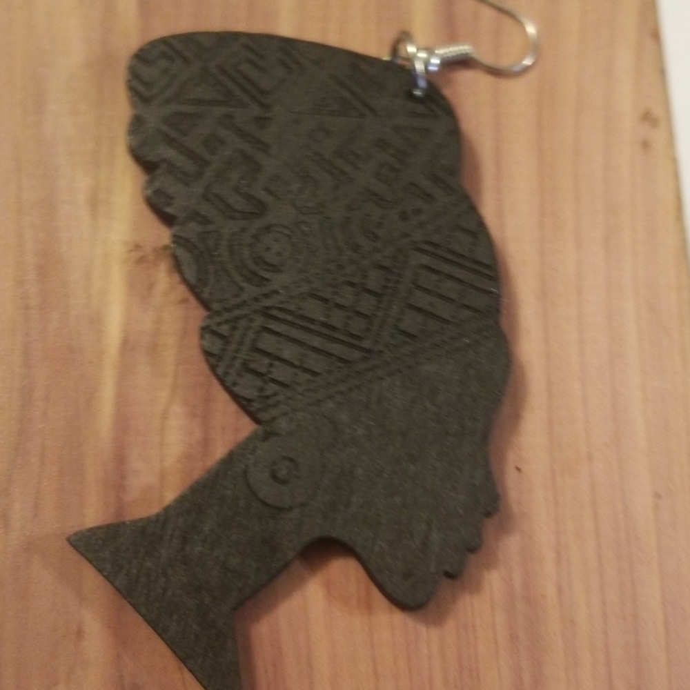 5 for $25. African women wooden earrings